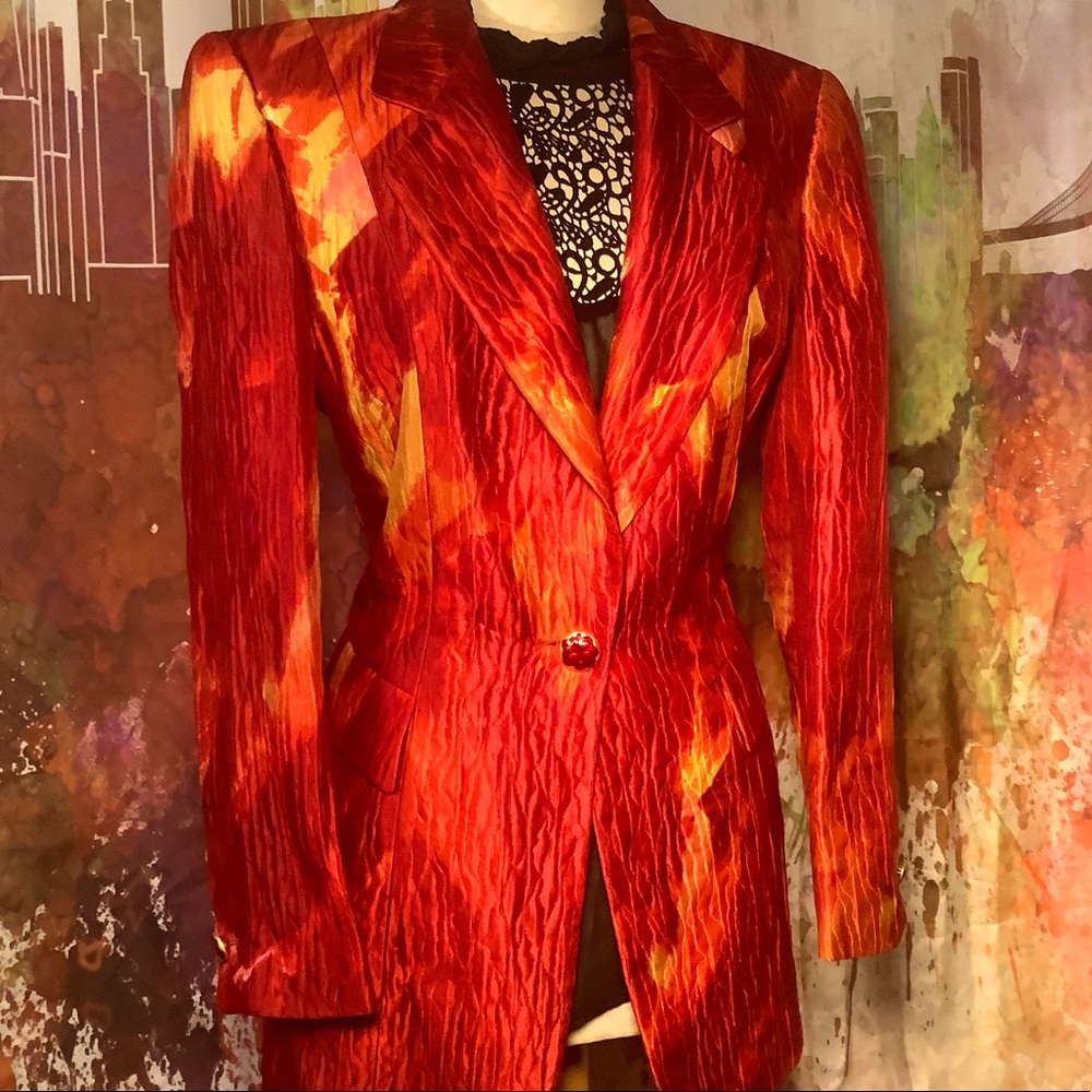 NWT Vintage $1555 Escada Fire Virgin Wool Blazer 6